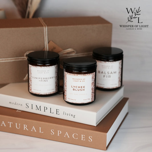 8 oz Handmade Organic Strong Scented Soy Wax Candles in Amber Jar